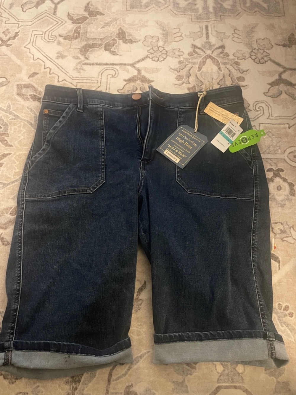Democracy Dark Indigo Jean Shorts with Cuffed Hem